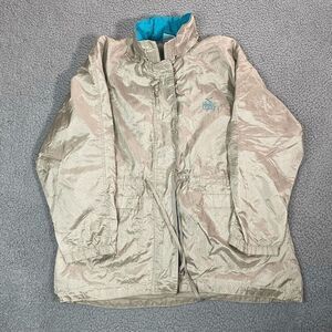 Vintage Natural Sport Windbreaker Jacket Women’s Tan Full Zip Rain Medium